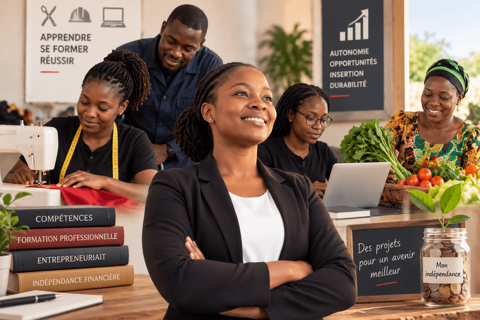Des mains au travail lors d'un atelier de formation professionnelle.